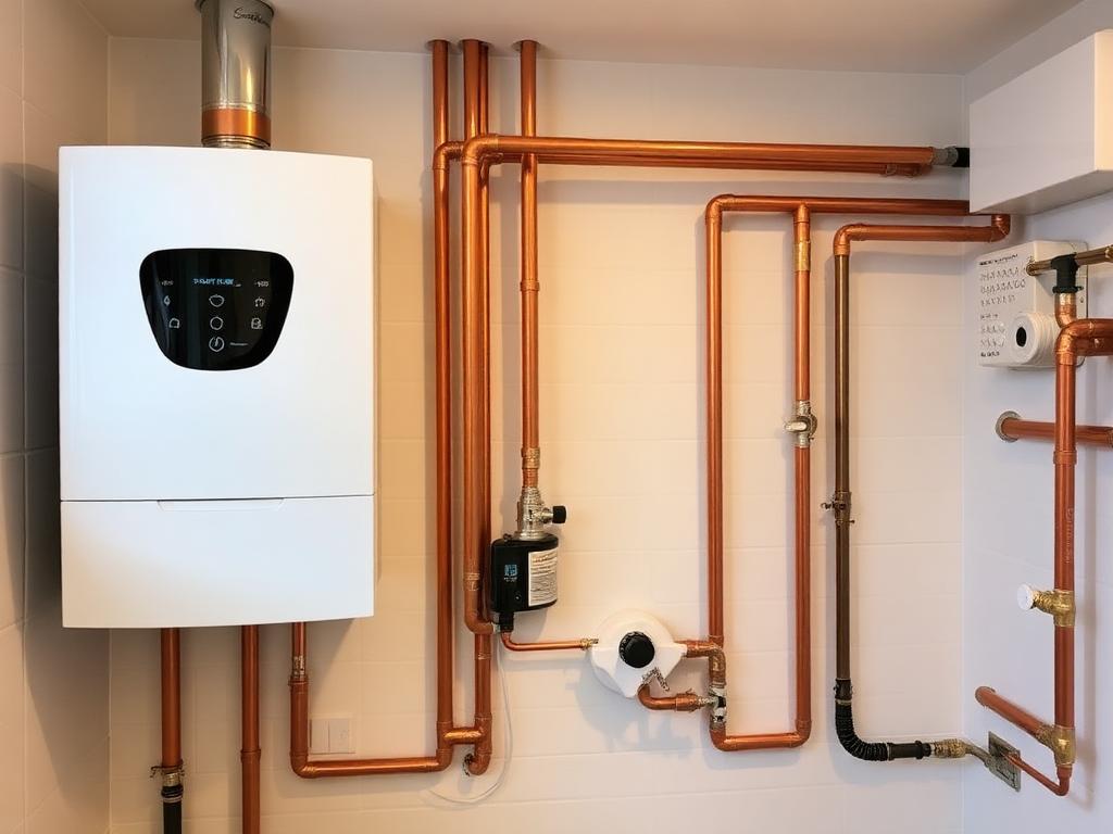 Central heating system with copper pipework